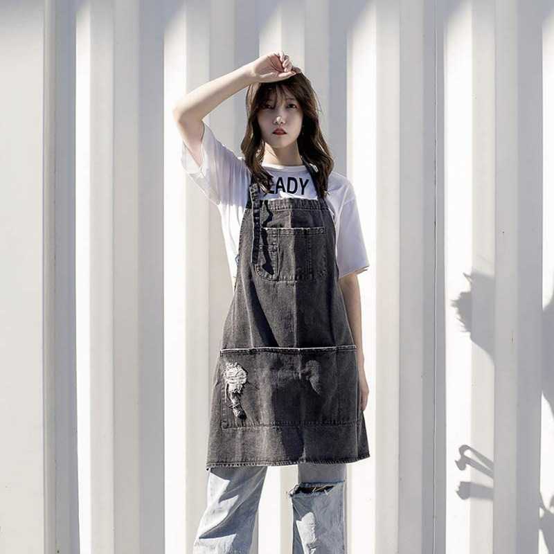 Coffee Tea Gardens - Grembiuli in denim di cotone lavato
