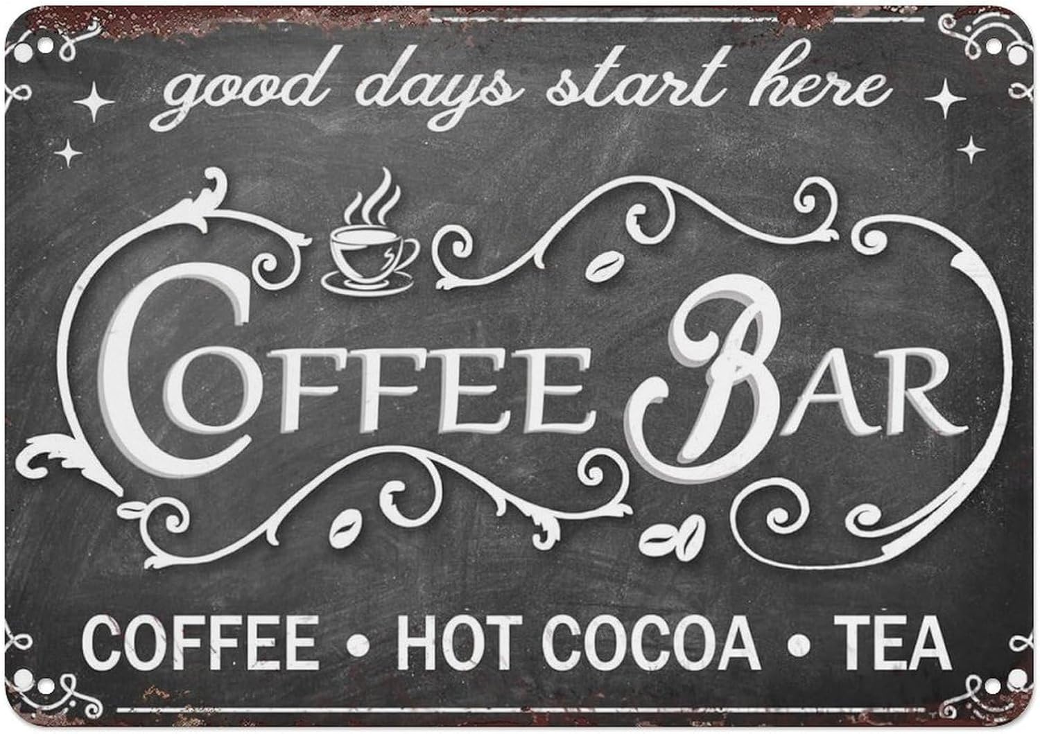 Coffee Tea And Cocoa - Insegna Vintage per Caffetteria, Targa in