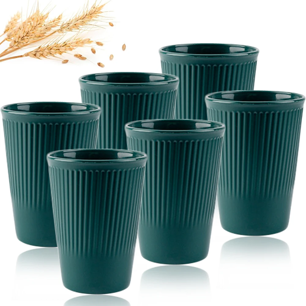Coffee Tea Green - 6 tazze verdi lavabili in paglia