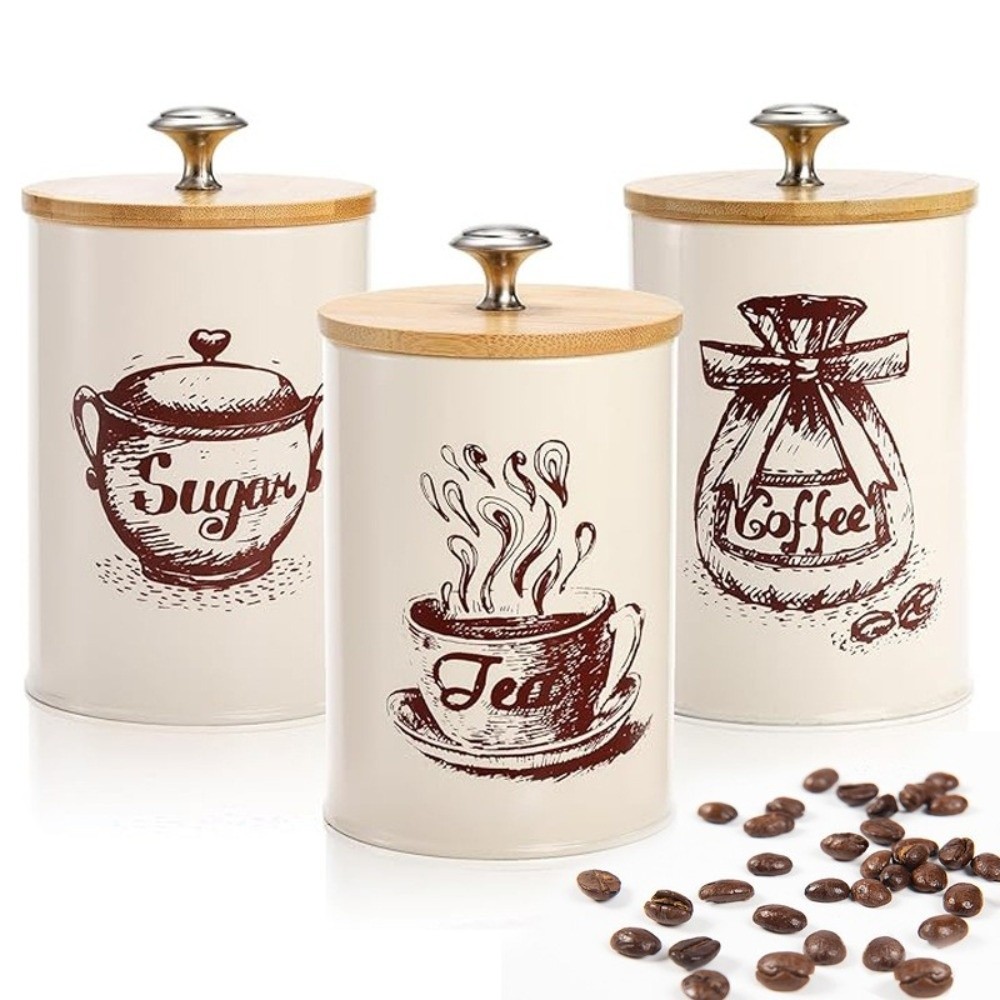 Set di 3 Contenitori in Metall - Coffee Tea Green recensione e prezzo