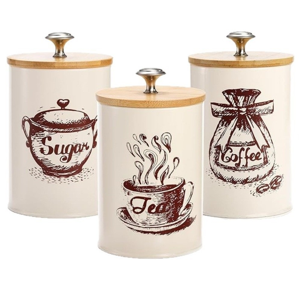 Set di 3 Contenitori in Metall - Coffee Tea Green recensione e prezzo